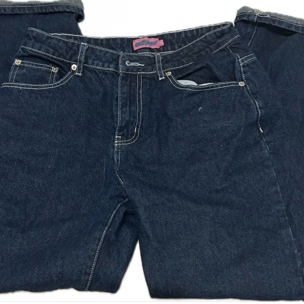 Edikted Dark Blue Straight Leg Jeans